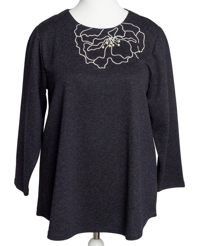 Σκούρα μπλε εβαζέ τουνίκ με διακόσμηση plus size