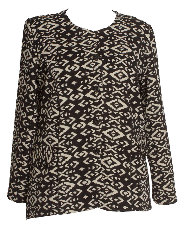 Κομψό σακάκι με γεωμετρικό μοτίβο και τσέπες