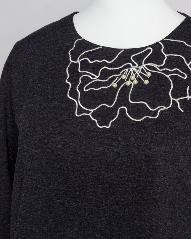 Σκούρα μπλε εβαζέ τουνίκ με διακόσμηση plus size