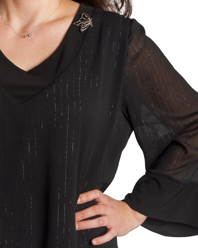 Μαύρη ασύμμετρη τουνίκ με τούλι και λάμψη