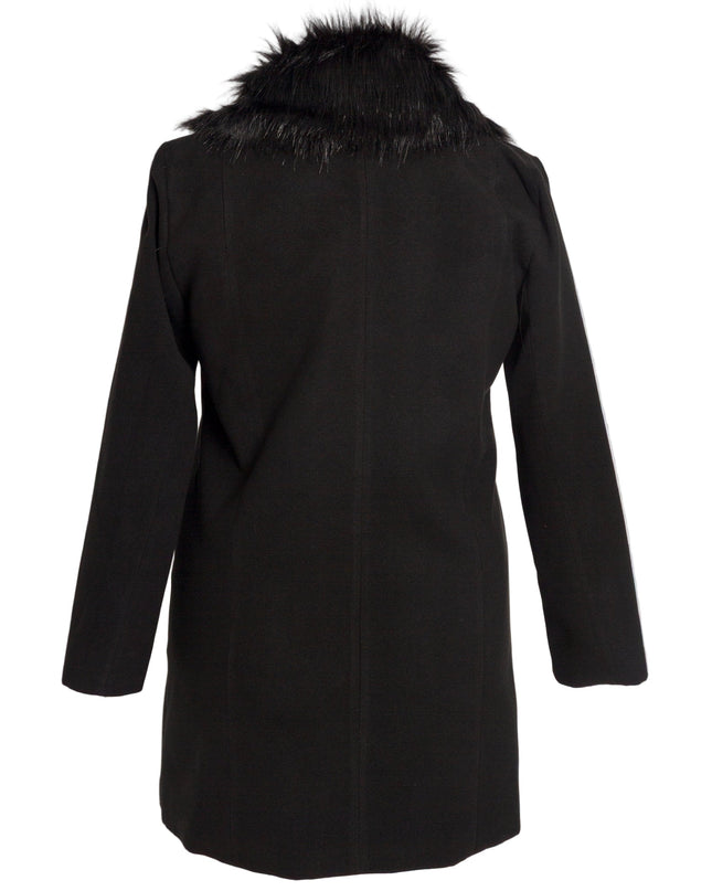 Επίσημο μαύρο παλτό κασμίρ με γούνινο γιακά