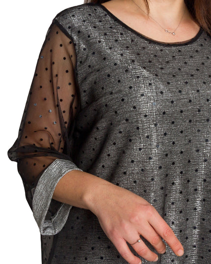 Γκρι τουνίκ με ασημί λάμψη και μανίκια 3/4