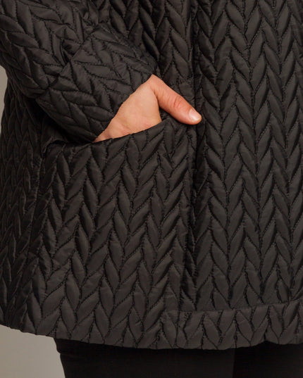 Γυναικείο μαύρο καπιτονέ μπουφάν με τσέπες