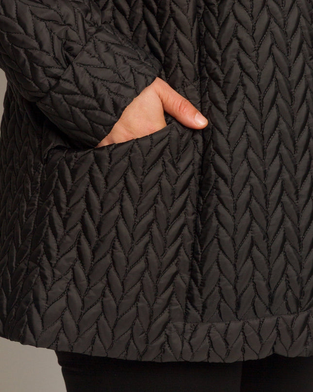 Γυναικείο μαύρο καπιτονέ μπουφάν με τσέπες