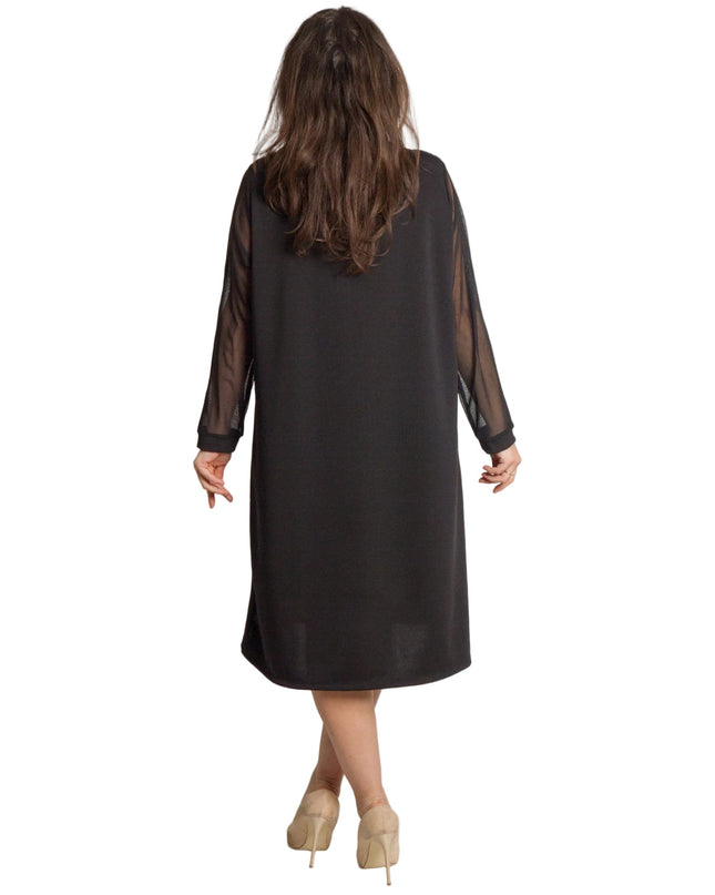 Επίσημο φόρεμα με τούλινα μανίκια και παγιέτες