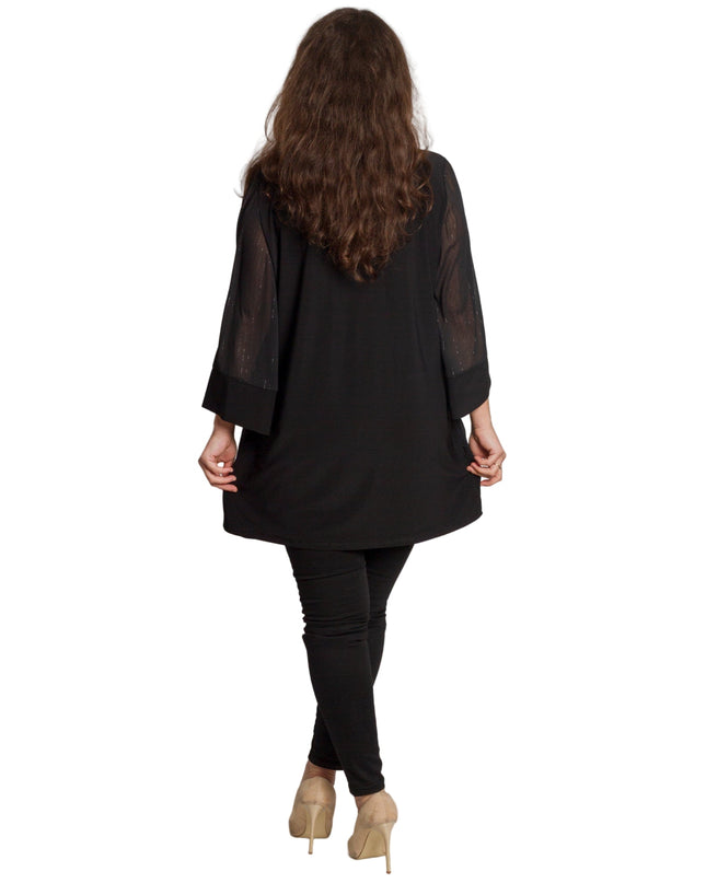 Μαύρη ασύμμετρη τουνίκ με τούλι και λάμψη