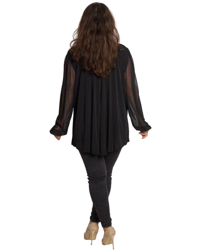 Μαύρη τουνίκ με τούλινη μανίκια και λαμπερή λεπτομέρεια