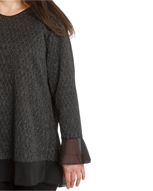 3XL 4XL Γυναικεία Τουνίκ με Τούλι σε Μαύρο