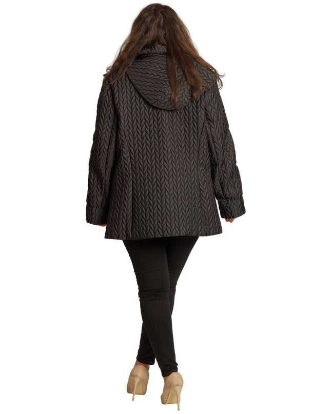 Γυναικείο μαύρο καπιτονέ μπουφάν με τσέπες