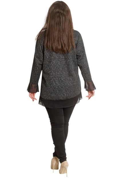3XL 4XL Γυναικεία Τουνίκ με Τούλι σε Μαύρο