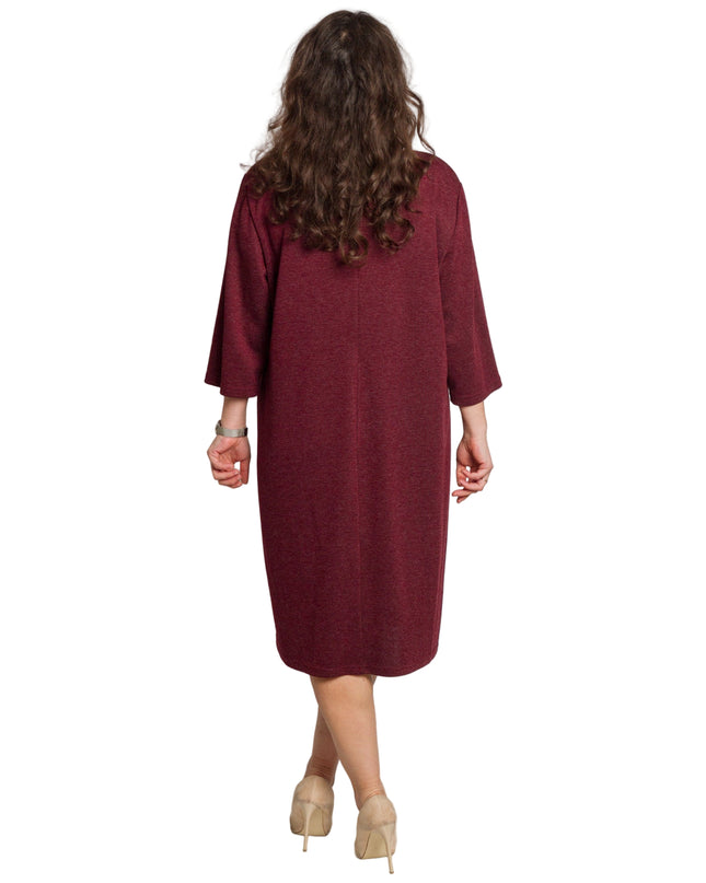 Γυναικείο φόρεμα μπορντό με διακοσμητικές πέτρες