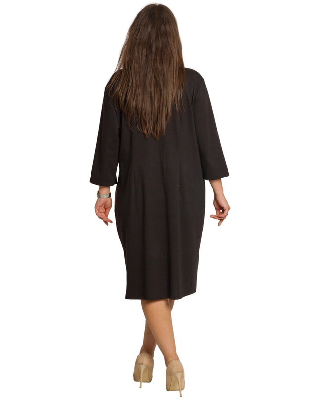 Επίσημο ίσιο φόρεμα με V ντεκολτέ και σχέδιο πιε-ντε-πουλ