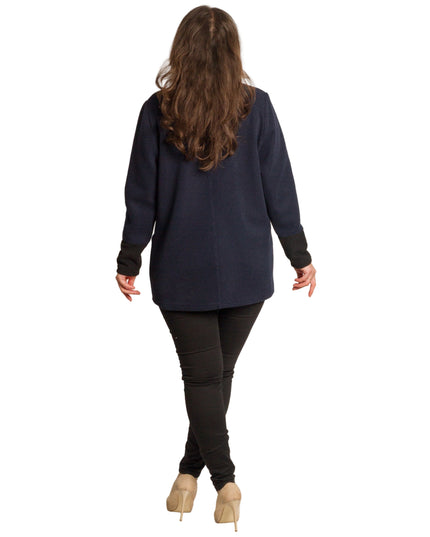 Γυναικεία ζακέτα σε μεγάλα μεγέθη σε σκούρο μπλε