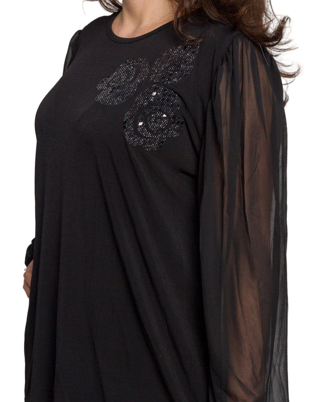 Μαύρη τουνίκ με τούλινη μανίκια και λαμπερή λεπτομέρεια