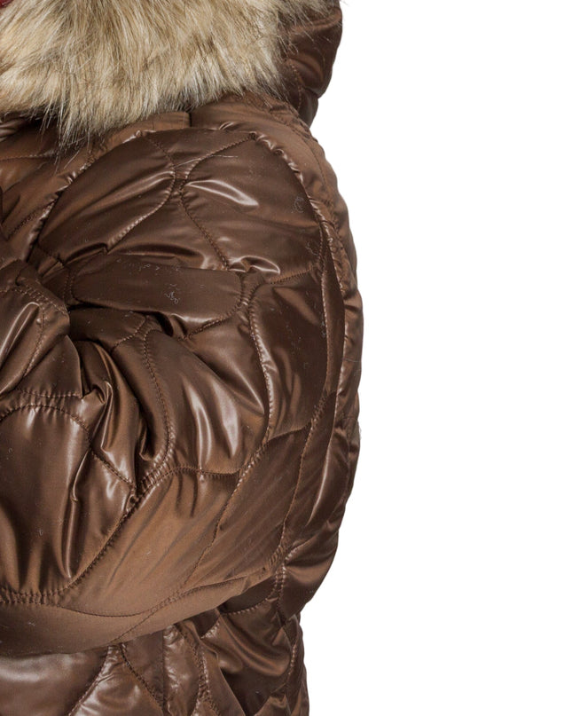 Μπουφάν σε καφέ με αποσπώμενη κουκούλα σε μεγάλα μεγέθη