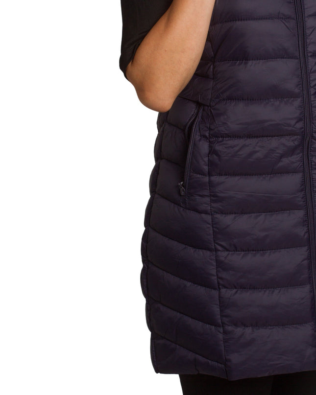 Μακρύ σκούρο μπλε γιλέκο σε ίσια γραμμή για μεγάλα μεγέθη