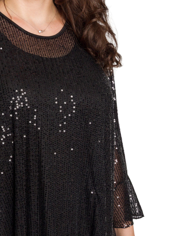 Ελαφριά μαύρη τουνίκ με τούλι, παγιέτες και τοπακι