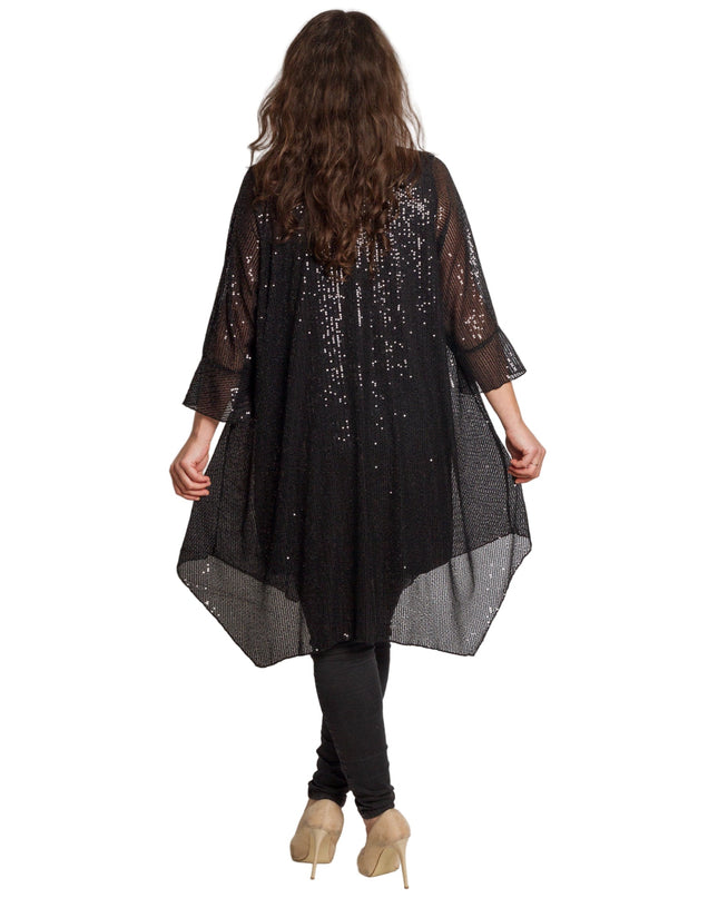 Ελαφριά μαύρη τουνίκ με τούλι, παγιέτες και τοπακι