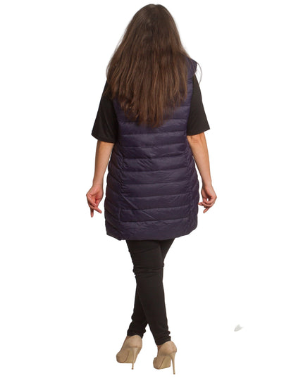 Μακρύ σκούρο μπλε γιλέκο σε ίσια γραμμή για μεγάλα μεγέθη