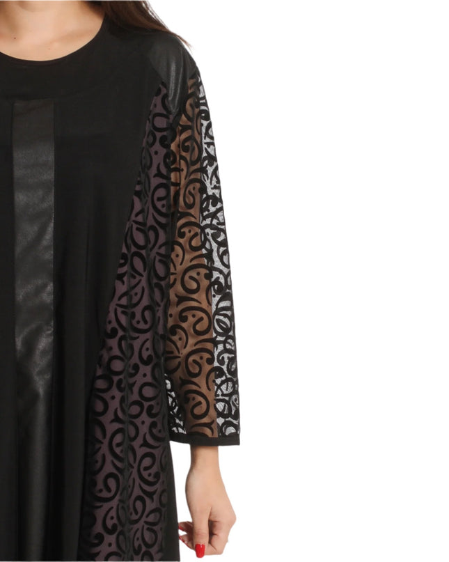 Επίσημη μαύρη Τουνίκ με Τούλι και Δερμάτινα Στοιχεία