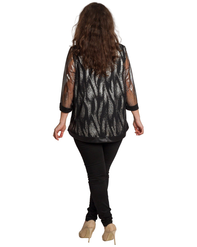 Μαύρη αμπιγέ τουνίκ με τούλινα μανίκια και λάμψη