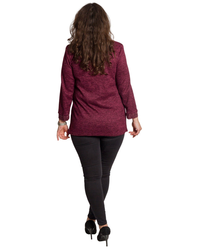 Μπορντό τουνίκ σε ίσια γραμμή με διακοσμητικό φερμουάρ
