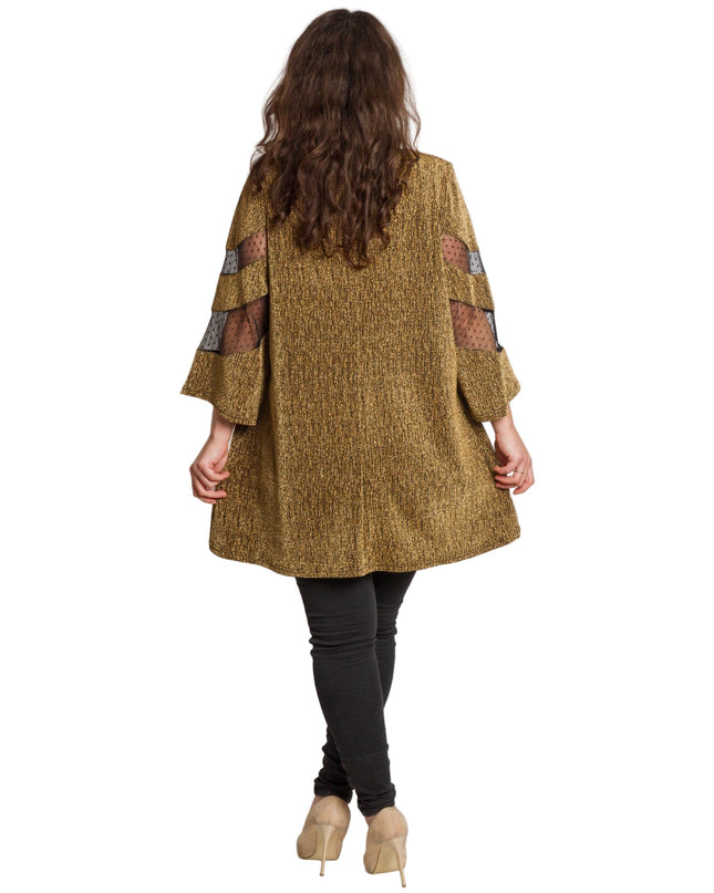 Γιορτινή χρυσή τουνίκ με τούλι σε μεγάλα μεγέθη