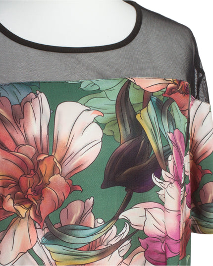 Μακριά τουνίκ με τούλι - Φλοράλ σχέδιο - 3XL, 4XL, 5XL, 6XL - Άνοιξη-Καλοκαίρι