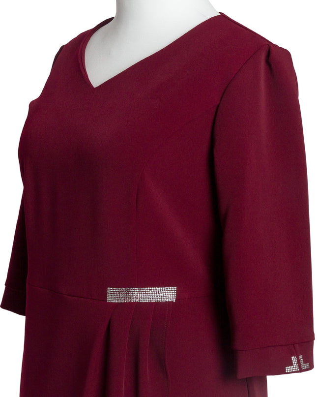 Επίσημο μπορντό φόρεμα σε ίσια γραμμή plus size