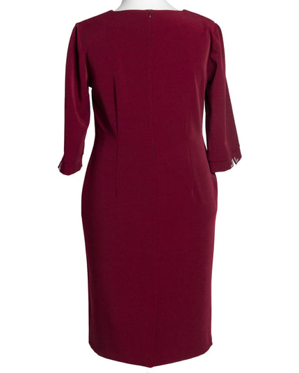 Επίσημο μπορντό φόρεμα σε ίσια γραμμή plus size