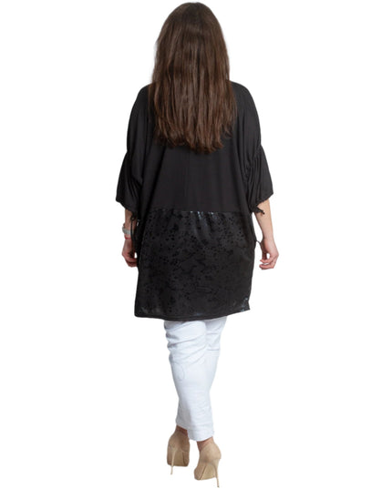 Κομψή Μαύρη Τουνίκ με  Κορδόνια