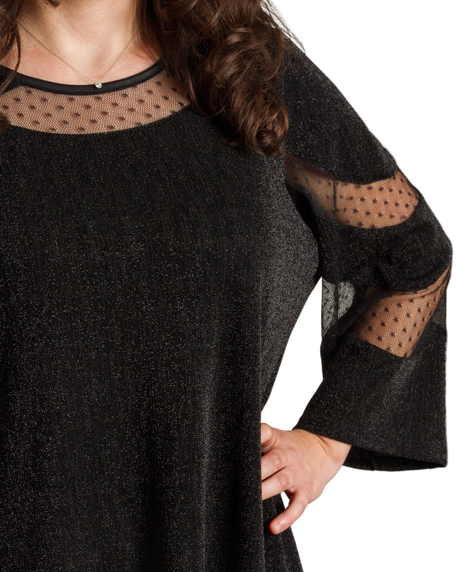 Επίσημη μαύρη τουνίκ με τούλι και μανίκια 3/4