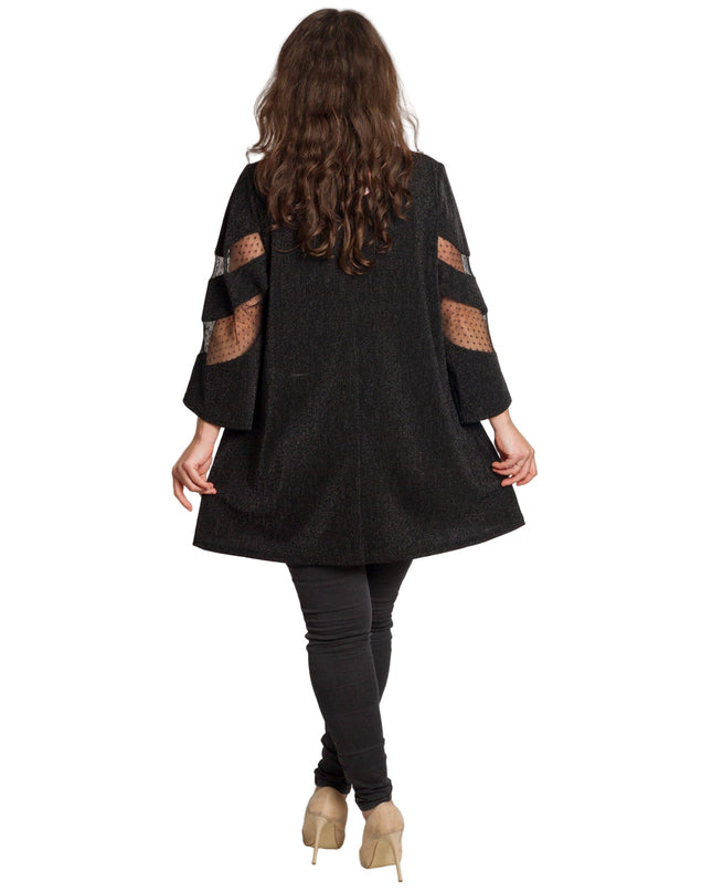 Επίσημη μαύρη τουνίκ με τούλι και μανίκια 3/4