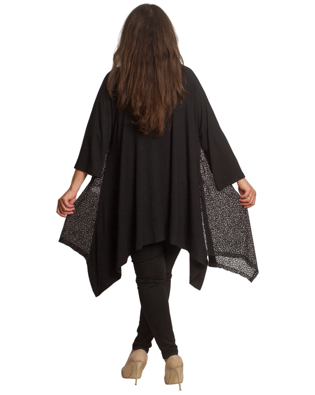 Κομψή μαύρη ζακέτα  άνετη γραμμή για μεγάλα μεγέθη