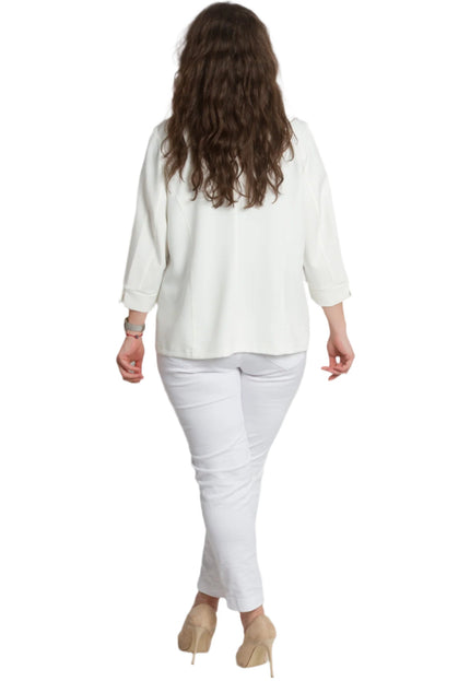 Γυναικείο Λευκό Σακάκι με 3/4 Μανίκια plus size