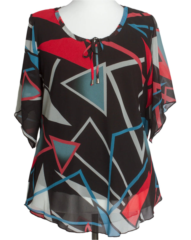 Σιφόν Τουνίκ με Γεωμετρικό Σχέδιο και Ελαφρύ Στυλ