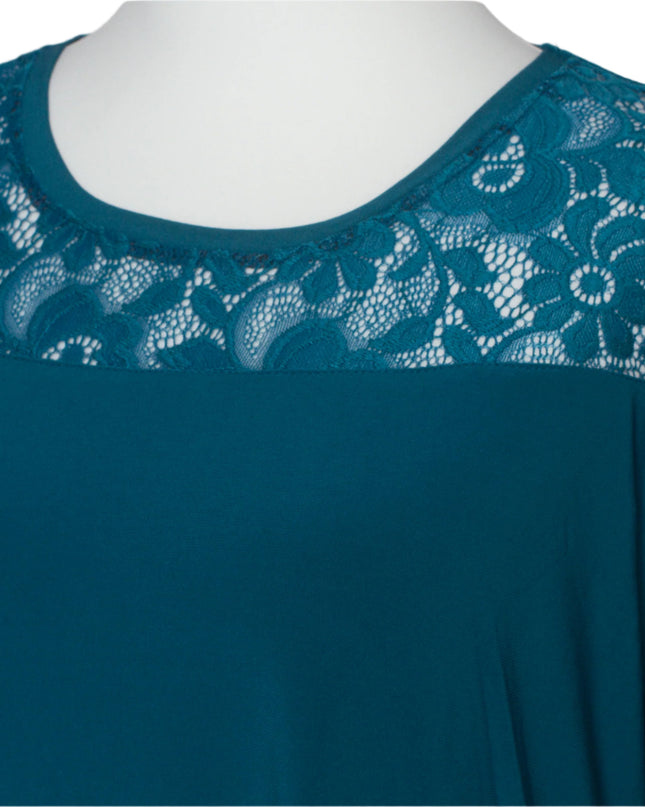 Κομψή Τουνίκ με δαντέλα σε χρώμα πετρελαίου- Φθινόπωρο-Χειμώνας