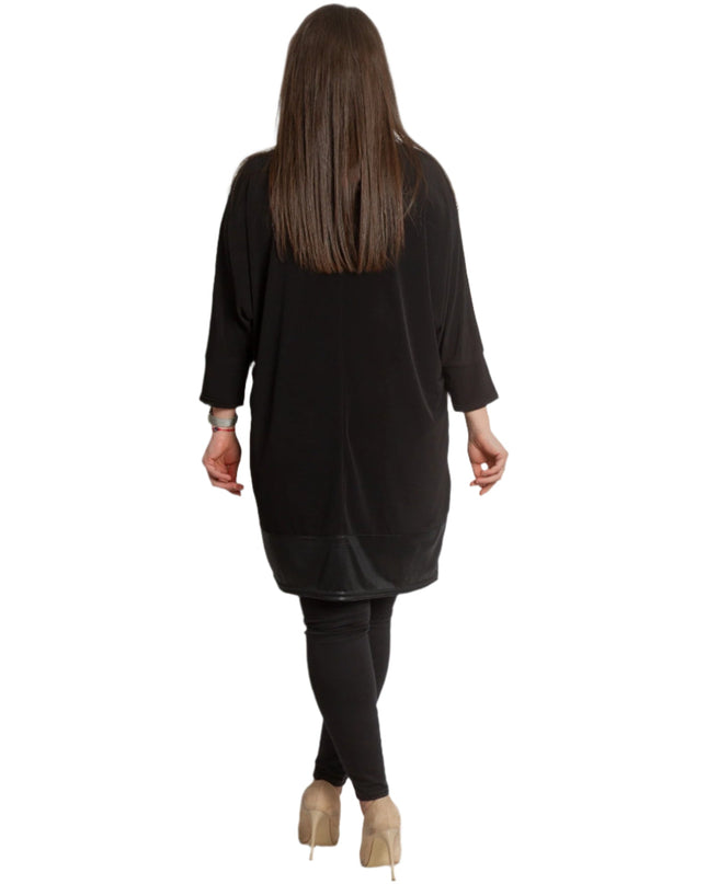 Μακριά Μαύρη Τουνίκ με Λουλουδάτη Κεντητή Διακόσμηση