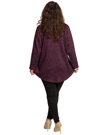 Στιλάτη μπορντό τουνίκ με γιακά σε μεγάλα μεγέθη