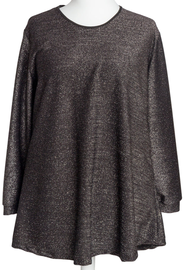 Κομψό χαλαρό χιτώνα με γυαλιστερό σχέδιο σε μεγάλα μεγέθη