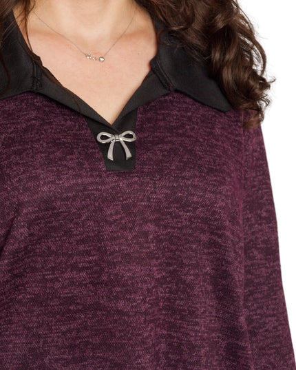 Στιλάτη μπορντό τουνίκ με γιακά σε μεγάλα μεγέθη