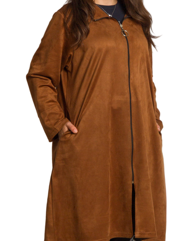 Κομψό μακρύ μπουφάν με τσέπες και άνετη γραμμή