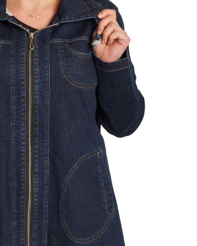 Γυναικείο τζιν μπουφάν σε μεγάλα μεγέθη με τσέπες