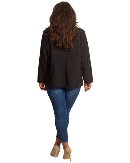 Μαύρο επίσημο σακάκι με μακρύ μανίκι σε μεγάλα μεγέθη