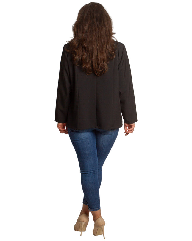 Μαύρο επίσημο σακάκι με μακρύ μανίκι σε μεγάλα μεγέθη