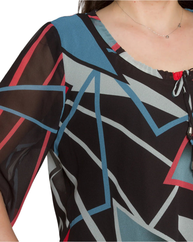 Σιφόν Τουνίκ με Γεωμετρικό Σχέδιο και Ελαφρύ Στυλ