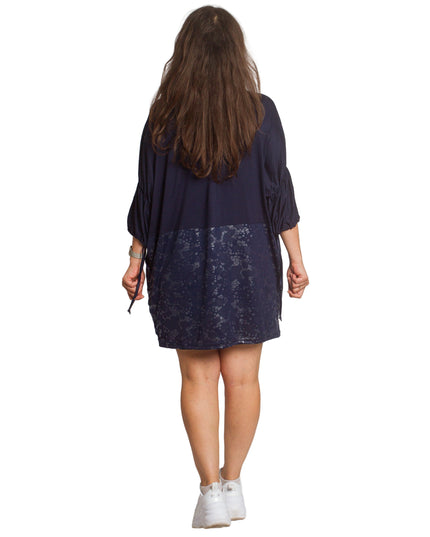 Κομψή Σκούρα Μπλε Τουνίκ με Διακοσμητικά Στοιχεία