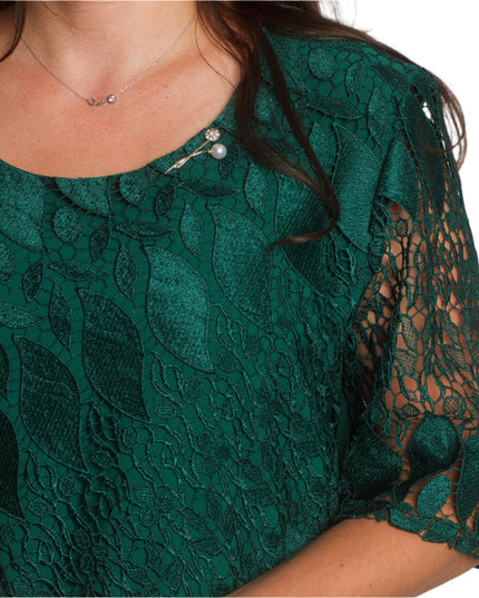 Επίσημο φόρεμα με δαντελένιο μανίκι και φλοράλ υφή