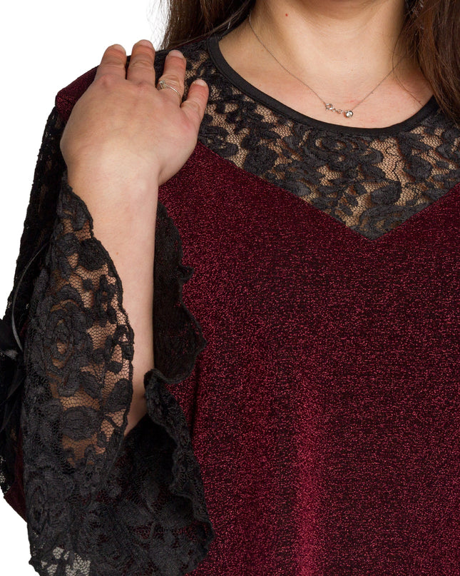 Επίσημη μπορντό τουνίκ με δαντελένια λεπτομέρεια