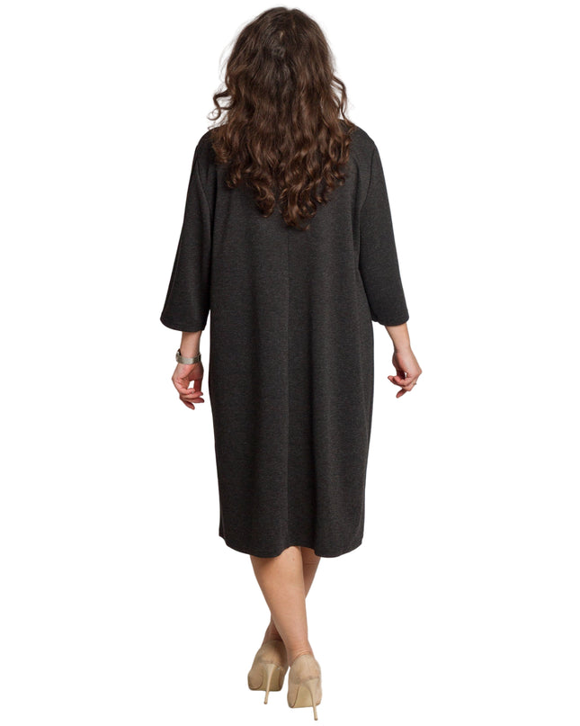 Κομψό γκρι φόρεμα με πέτρες και ίσια γραμμή